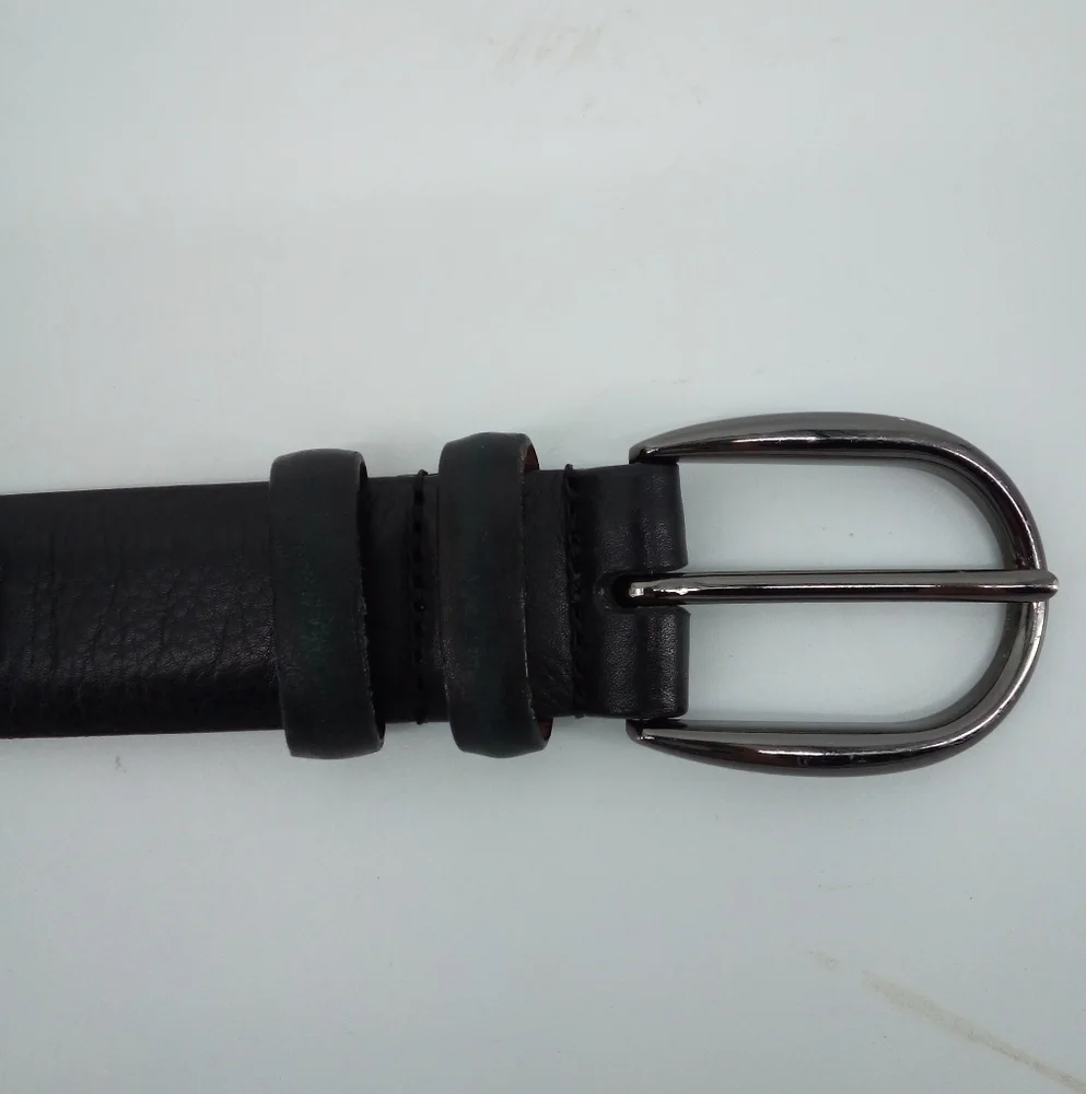 Perry Ellis Italian Calfskin Leather Black Belt Lined on Glove Tanned Cowhide 36
